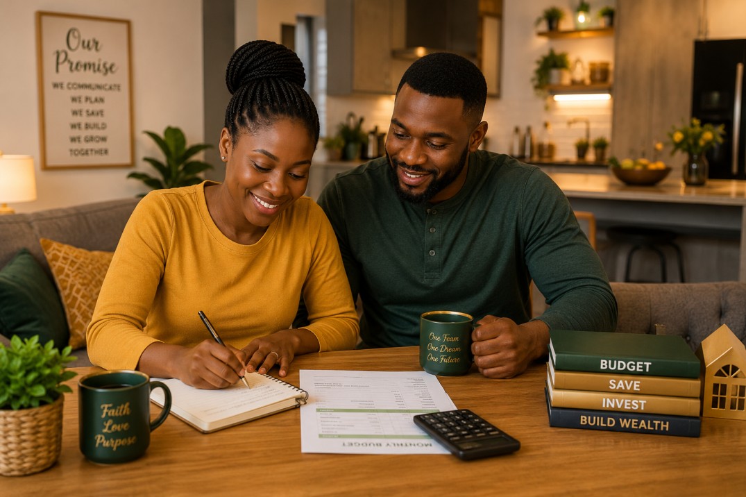 Nigerian couple in a peaceful home setting